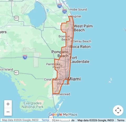 Boca Raton regional map showing the original outlined area and surrounding city labels.
